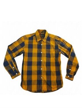 Y2K Tommy Hilfiger Plaid Flannel Shirt Boys 12-14 Years Yellow